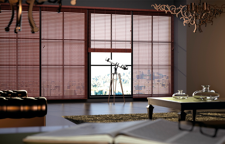 Abachi Venetian Blind - Valley (Leather)  Collection with 2 inch or 2 1/2 inch slats